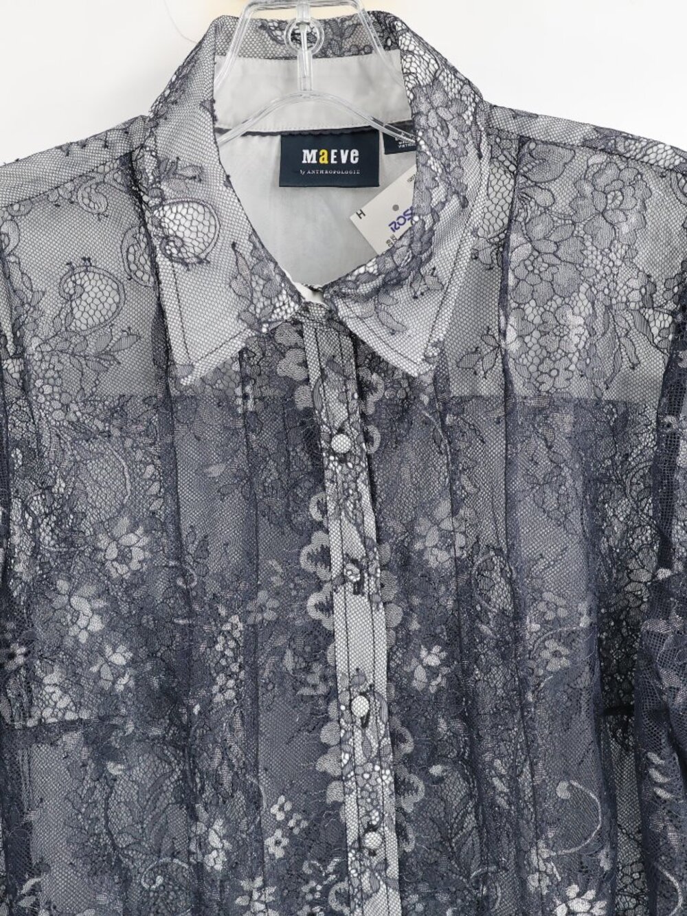 NWOT Anthropologie Maeve top womens L Lace Sheer Long Sleeve Button Down Blouse - Picture 2 of 13